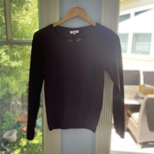Parker Brand Braided Back Sweater Maroon Crew Neck Long Sleeve, Size Medium